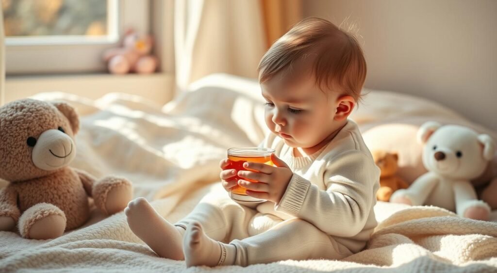 Bebê tomando chá