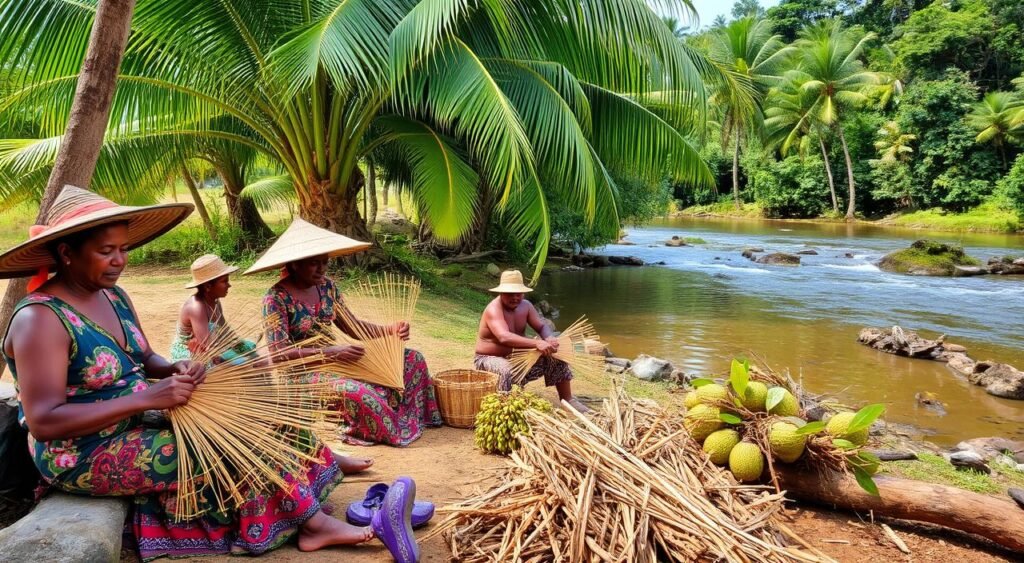 Comunidades tradicionais trabalhando com buriti