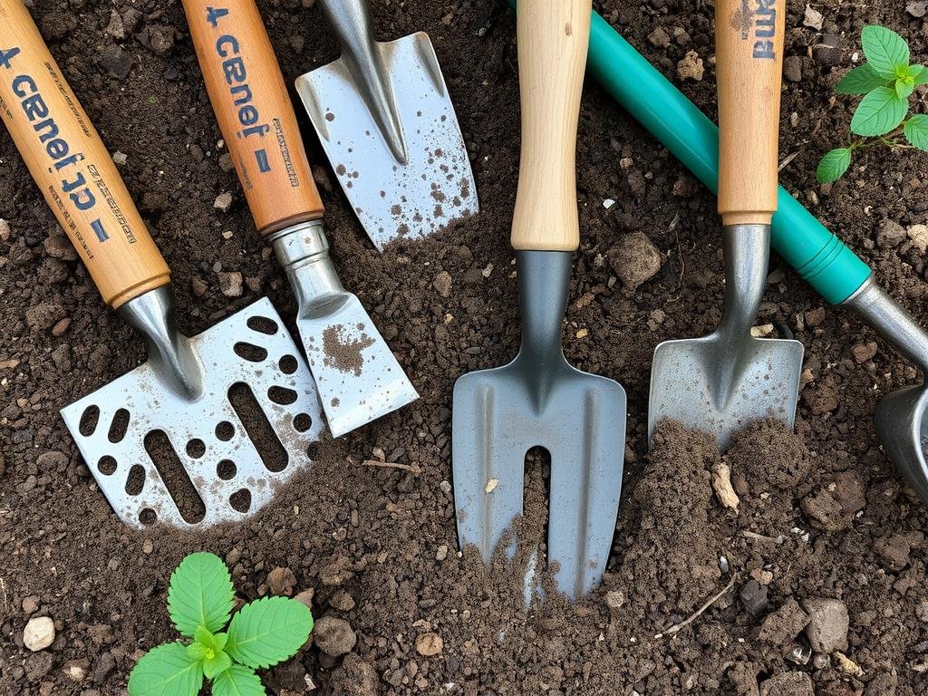 Imagem de ferramentas de jardinagem para preparação do solo Imagem de ferramentas de jardinagem para preparação do solo