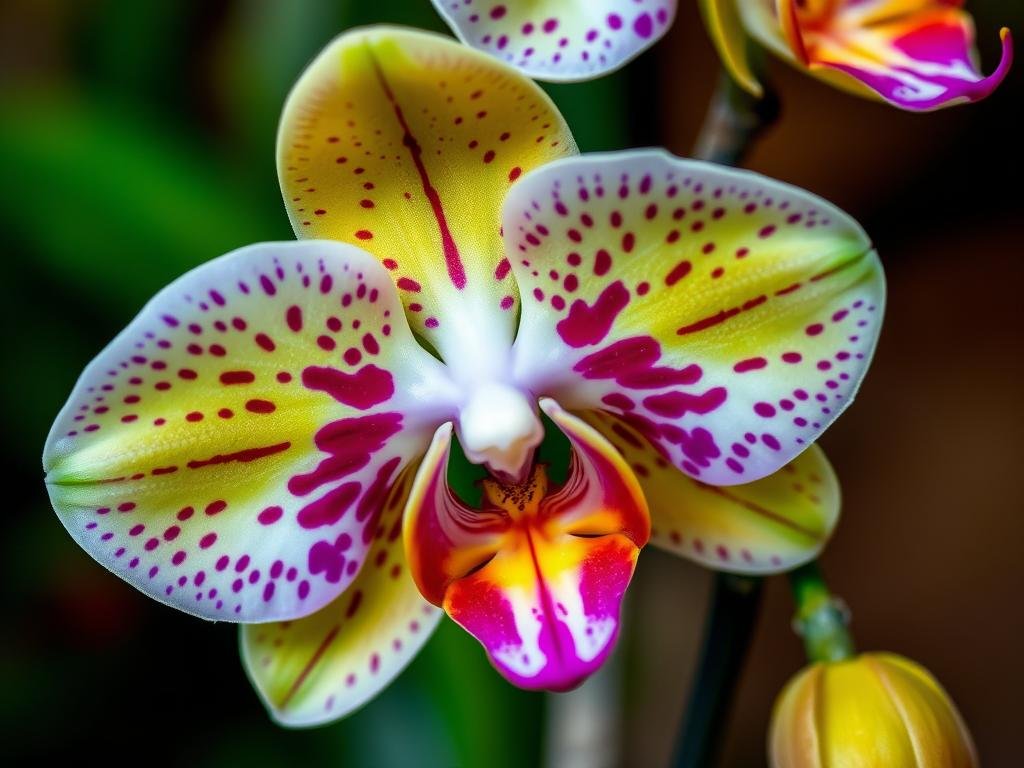 Imagem de uma orquídea em floração Floração das Orquídeas