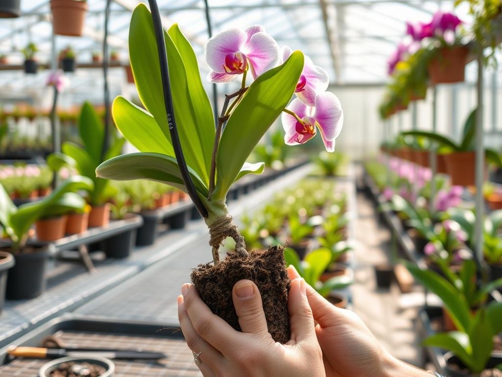 Imagem de uma orquídea sendo replantada Como Plantar e Replantar Orquídeas