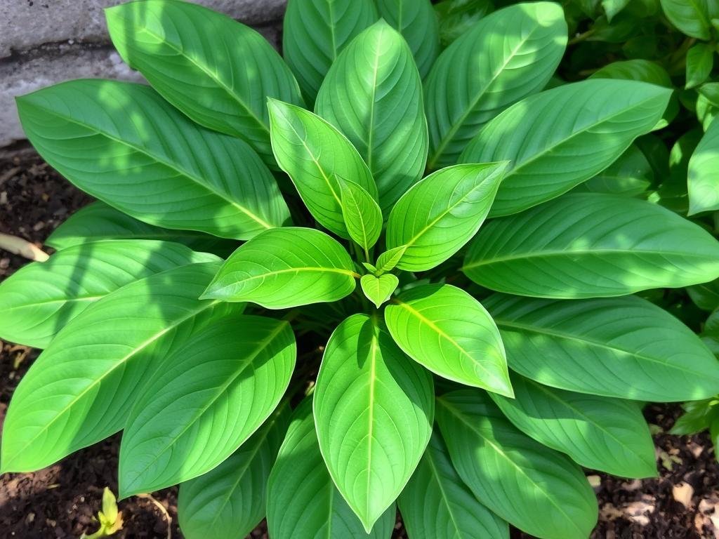 Imagem de uma planta de sombra com folhas grandes