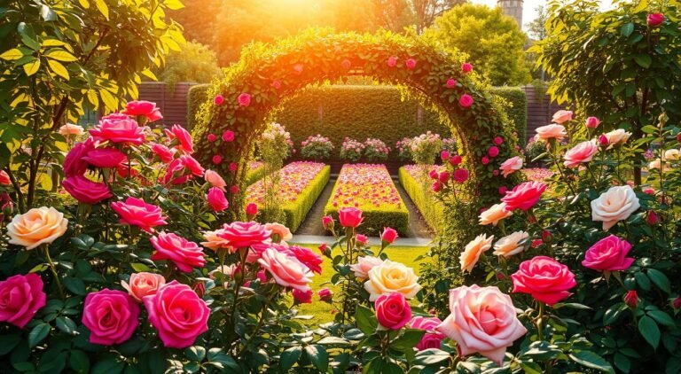 jardim de rosas coloridas manutenção