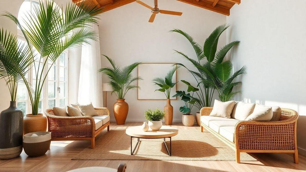 Decoração tropical em casa estilo Palmeiras e escolha de vasos
