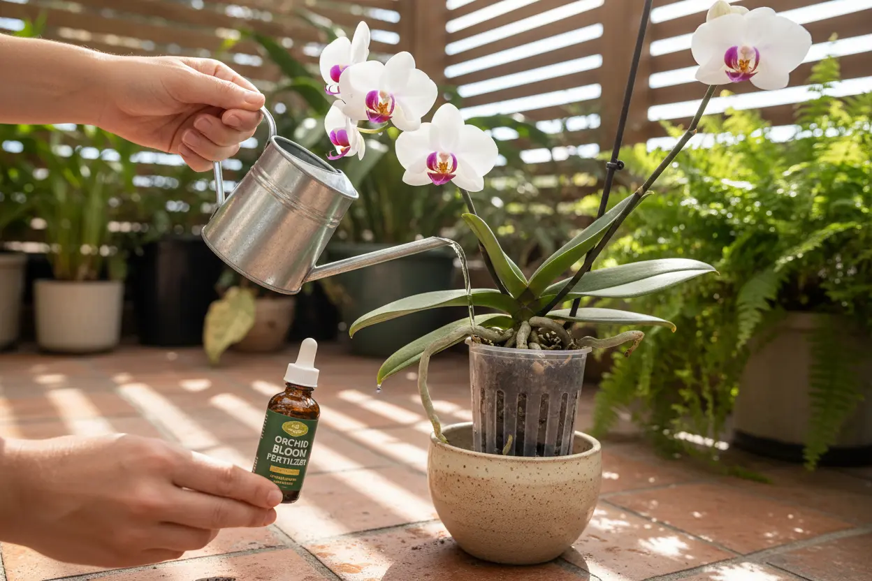 Rega e Adubação de Orquídeas Como cuidar de orquídeas em vaso com rega e adubação adequadas.