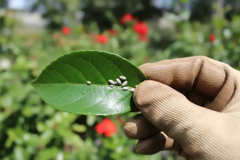 Cochonilha branca em folha verde