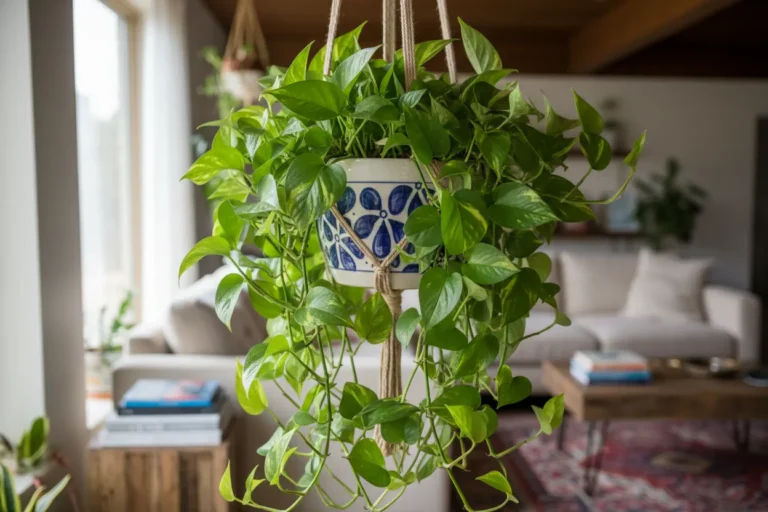 Jiboia planta pendurada em vaso decorativo