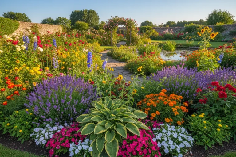 Jardim exuberante com plantas resistentes ao sol pleno