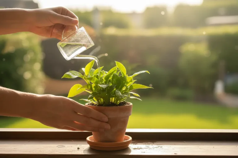 Pessoa regando plantas de apartamento