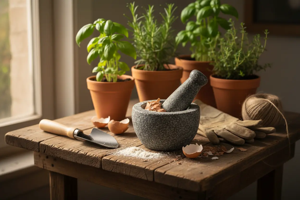 Preparação de casca de ovo para plantas