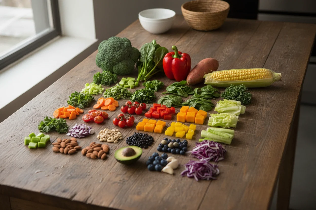 Tabela comparativa de nutrientes do vegetal 