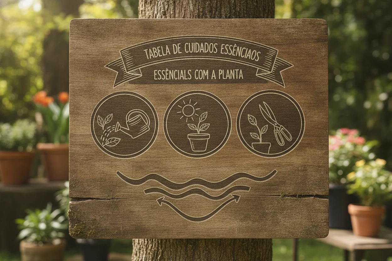Tabela de cuidados essenciais com a planta 