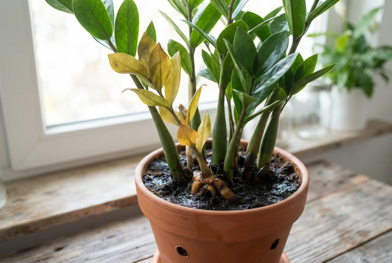 Por que a Zamioculcas zamiifolia amarela 
